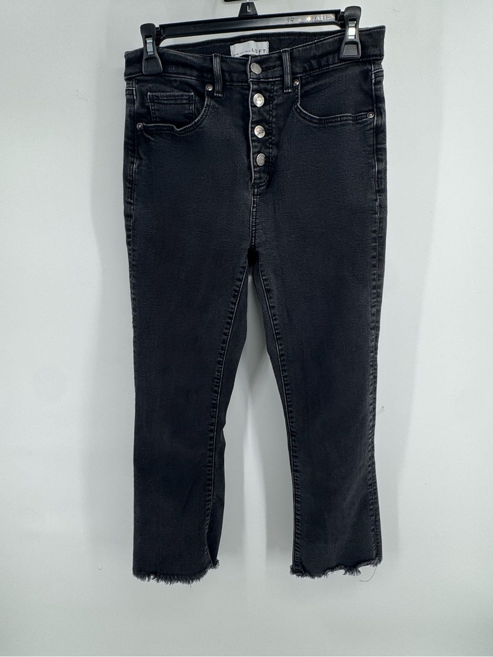 Loft Flare Crop High-Rise Black Button-Fly Women's Jeans Size 6 / 28